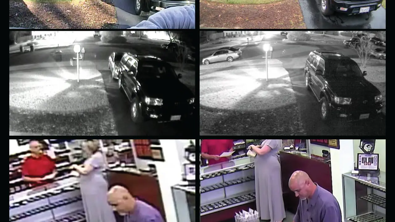 Close up on a plate of mashed potatoes, topped with baked pork chops with cream of mushroom soup, and a side of green beans.