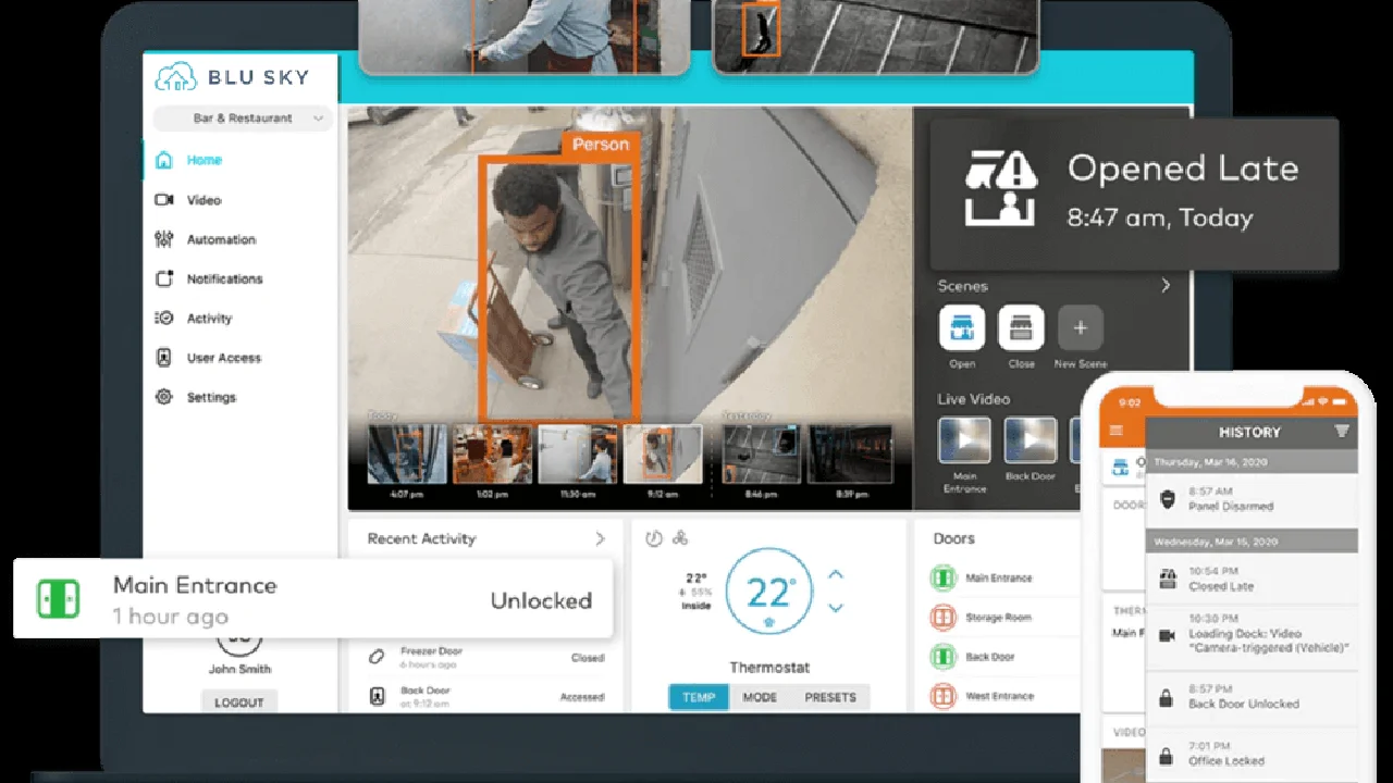 Close up on a plate of mashed potatoes, topped with baked pork chops with cream of mushroom soup, and a side of green beans.